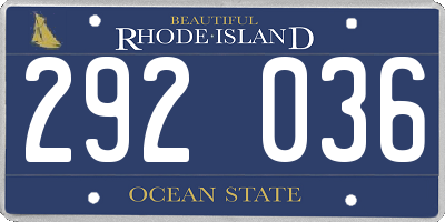 RI license plate 292036