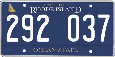 RI license plate 292037