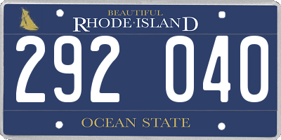 RI license plate 292040