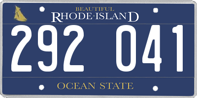 RI license plate 292041