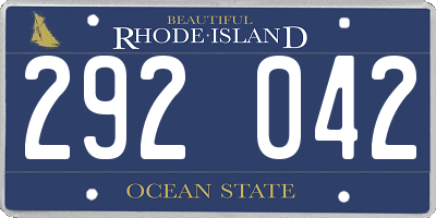 RI license plate 292042