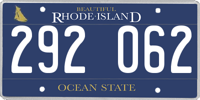 RI license plate 292062
