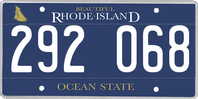 RI license plate 292068