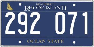 RI license plate 292071