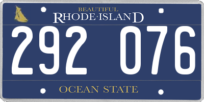 RI license plate 292076
