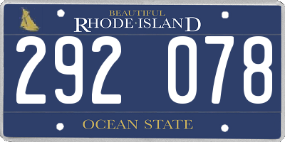RI license plate 292078