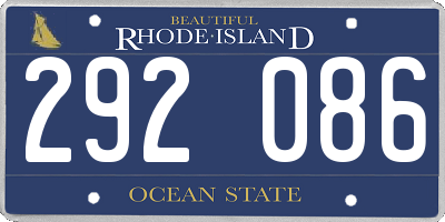 RI license plate 292086