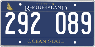 RI license plate 292089