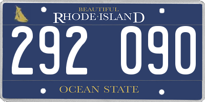 RI license plate 292090