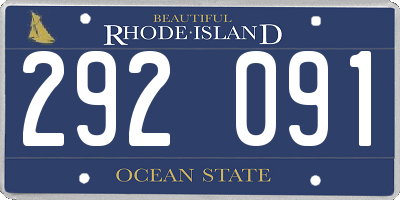 RI license plate 292091