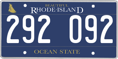 RI license plate 292092