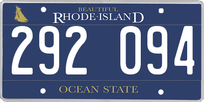 RI license plate 292094