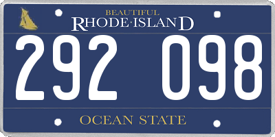 RI license plate 292098