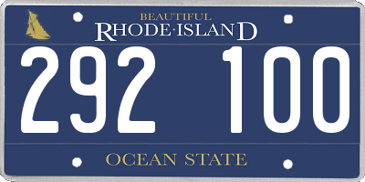 RI license plate 292100