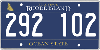 RI license plate 292102