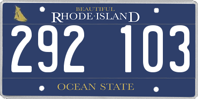 RI license plate 292103