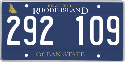 RI license plate 292109