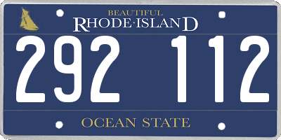 RI license plate 292112