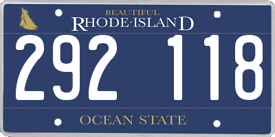 RI license plate 292118