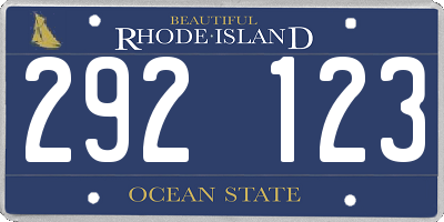 RI license plate 292123