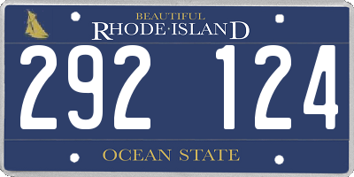 RI license plate 292124