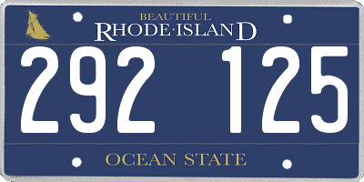 RI license plate 292125