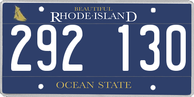 RI license plate 292130