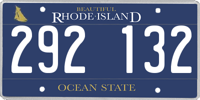RI license plate 292132