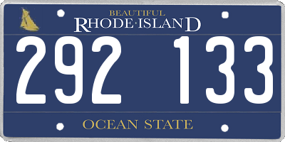 RI license plate 292133