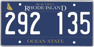 RI license plate 292135
