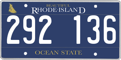 RI license plate 292136