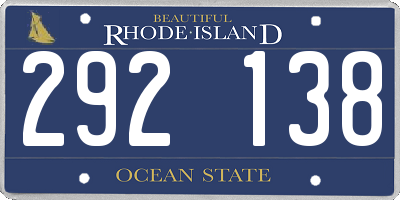 RI license plate 292138