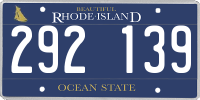 RI license plate 292139
