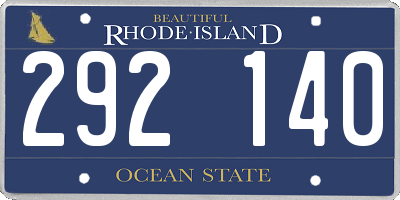 RI license plate 292140