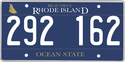 RI license plate 292162