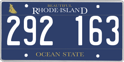 RI license plate 292163