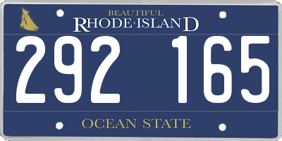 RI license plate 292165