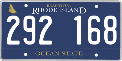 RI license plate 292168