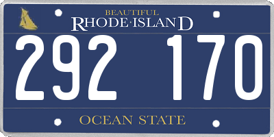 RI license plate 292170