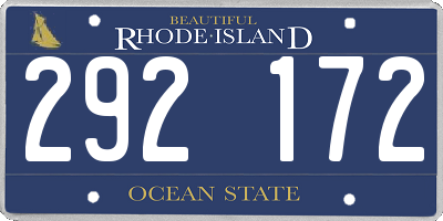 RI license plate 292172