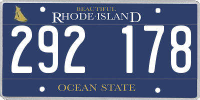 RI license plate 292178