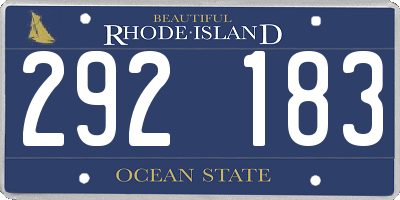 RI license plate 292183