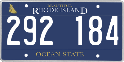 RI license plate 292184