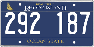 RI license plate 292187