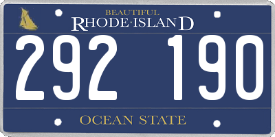 RI license plate 292190