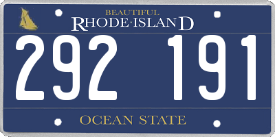 RI license plate 292191