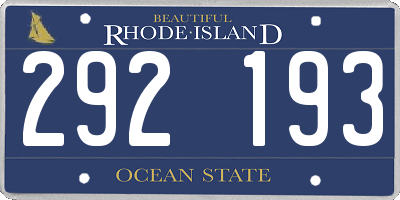 RI license plate 292193