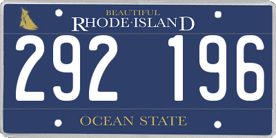 RI license plate 292196
