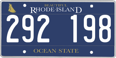 RI license plate 292198
