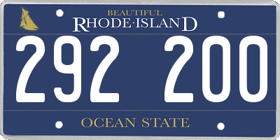RI license plate 292200